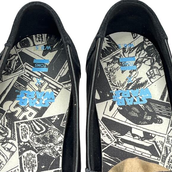 TOMS x Star Wars Darth Vader Black Leather Classic Slip Ons Women’s 8.5 - Picture 11 of 14